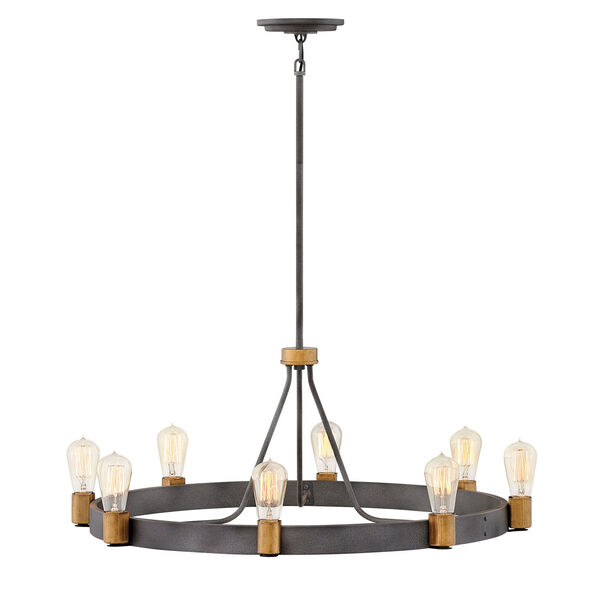 Silas Aged Zinc Eight-Light Chandelier, image 1