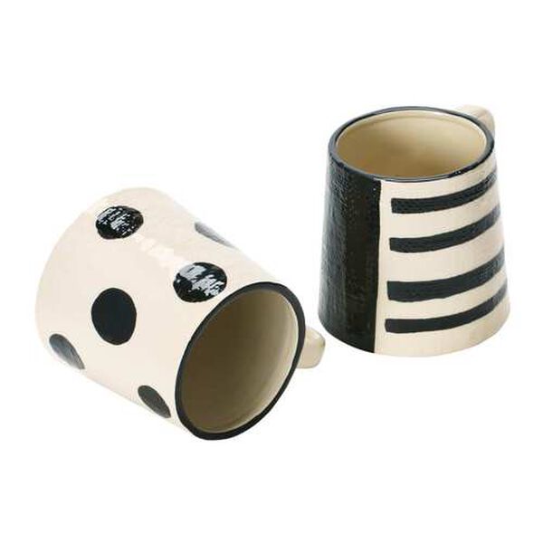 White and Black Stoneware Coffee Mug, Set of 2, image 4