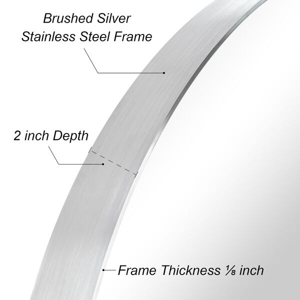 Silver 24 x 36-Inch Stainless Steel Oval Wall Mirror, image 6