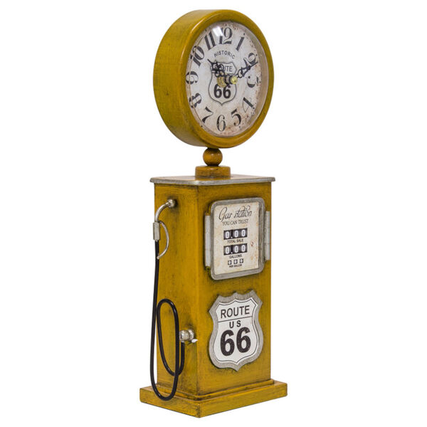 Route 66 Distressed Yellow Table Top Clock, image 2