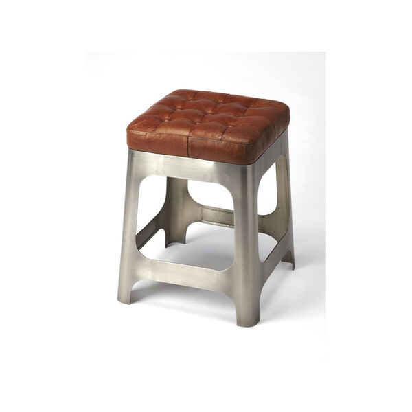 Gerald Iron and Leather Counter Stool, image 1