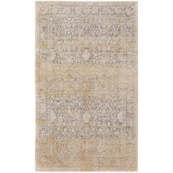 Camellia Casual Floral Botanical Gray Ivory Area Rug, image 1