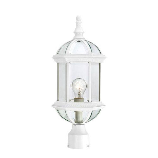 Boxwood White Finish One Light Outdoor Post Mount with Clear Beveled Glass, image 1