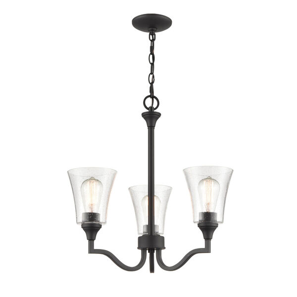 Caily Matte Black Three-Light Chandelier, image 1