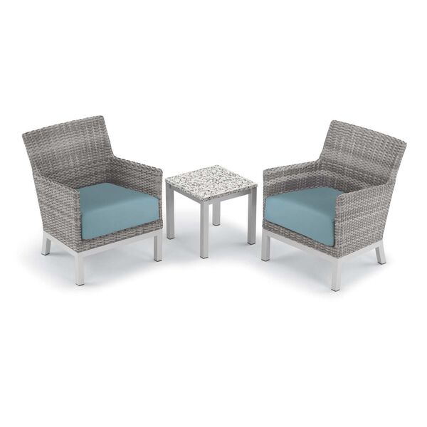 Argento and Travira Ash Ie Blue Three-Piece Outdoor Club Chair and End Table Set, image 1