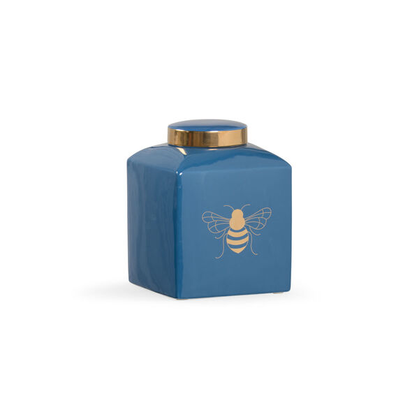 Shayla Copas Blue Glaze and Metallic Gold Bee Gracious Ginger Jar, image 1