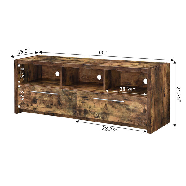 Newport Marbella Barnwood TV Stand with Two Drawer and Shelf, image 5
