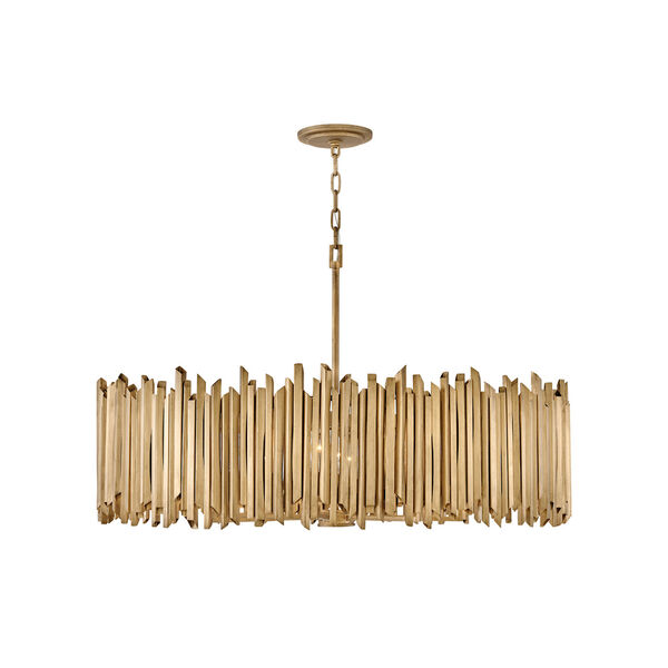 Roca Burnished Gold Eight-Light Linear Chandelier, image 1
