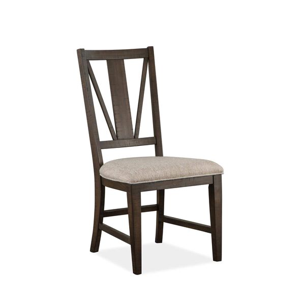 Westley Falls Aged Pewter Wood Dining Side Chair with Upholstered Seat, image 2