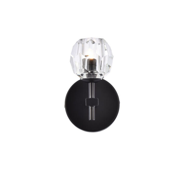 Eren Black One-Light Wall Sconce with Royal Cut Clear Crystal, image 3