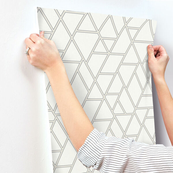 Grandmillennial White Gray Pathways Pre Pasted Wallpaper - SAMPLE SWATCH ONLY, image 3