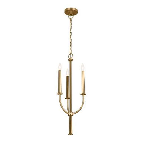 Florence Brushed Natural Brass Three-Light Mini Chandelier, image 4