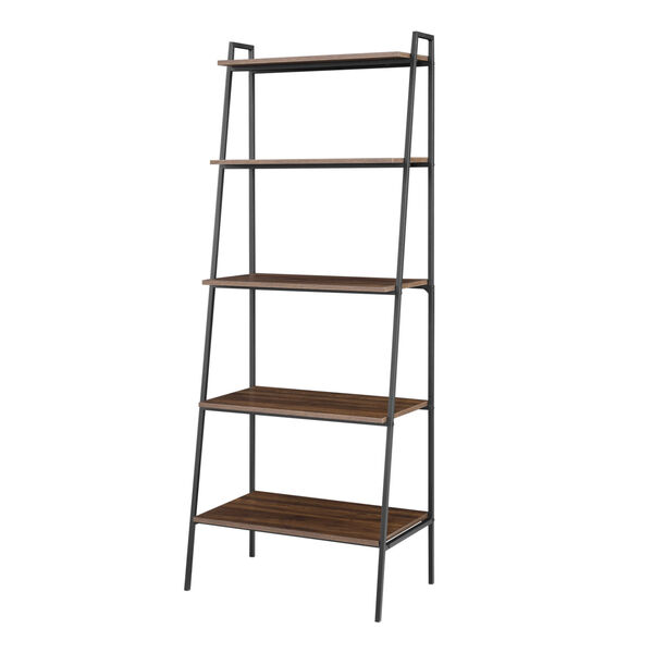 Dark Walnut and Black Ladder Bookcase, image 2