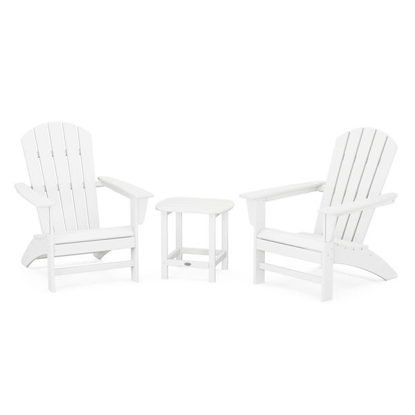 Nautical White Adirondack Set with South Beach 18-Inch Side Table, 3-Piece, image 1