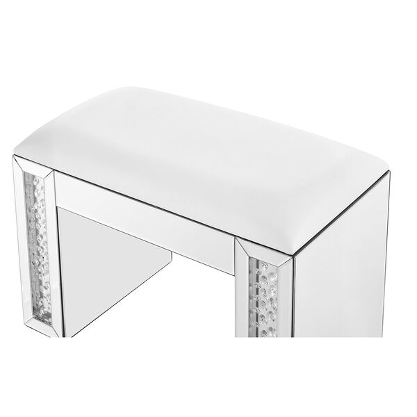Modern Mirrored Crystal and Leather Vanity stool, image 5