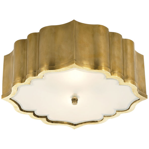 Balthazar Flush Mount in Natural Brass with Frosted Glass by Alexa Hampton, image 1