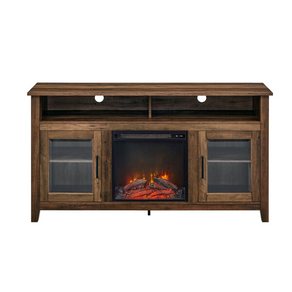 58-Inch Wood Highboy Fireplace TV Stand - Rustic Oak, image 9