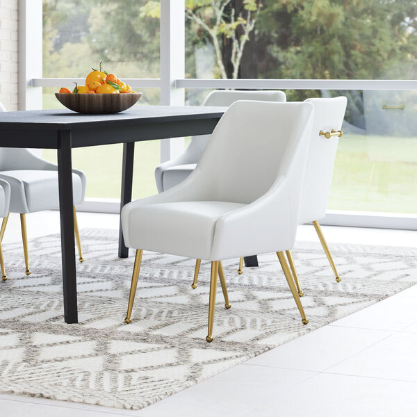 Madelaine White and Gold Dining Chair, image 2