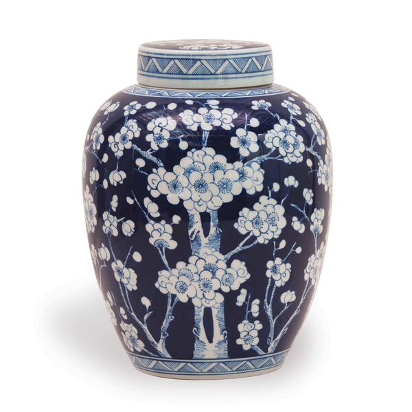 Sakura Dark Blue Decorative Jar, image 1