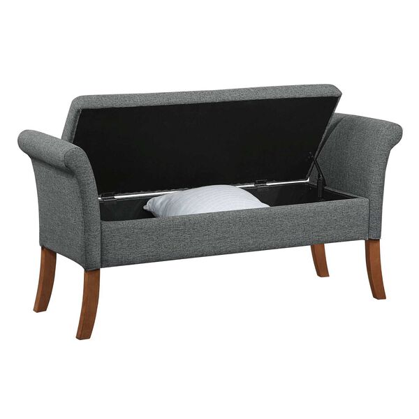 Designs4Comfort Garbo Light Charcoal Gray Storage Bench Ottoman, image 4