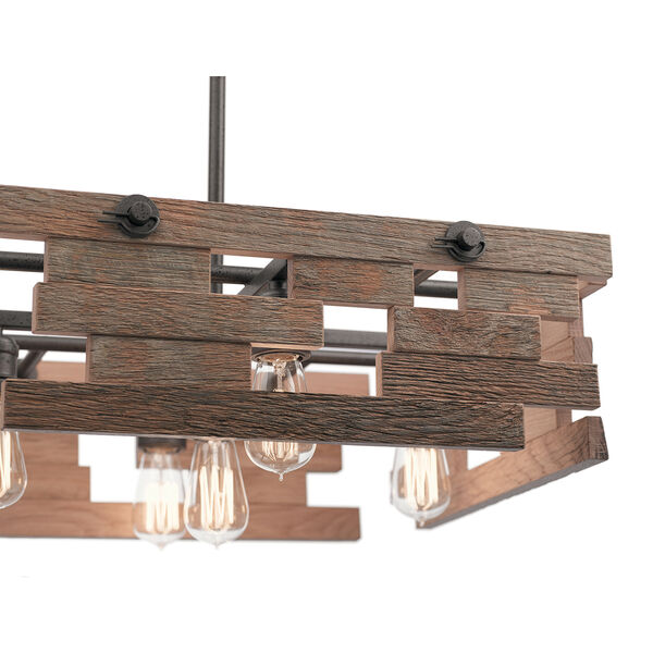 Cuyahoga Mill Anvil Iron 24-Inch Five-Light Square Reclaimed Wood Pendant, image 2
