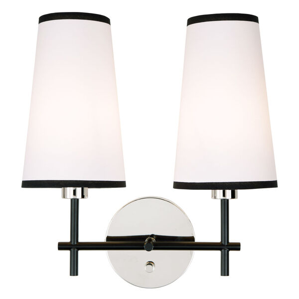 Bellevue Polished Nickel and Black Two-Light Wall Sconce, image 1