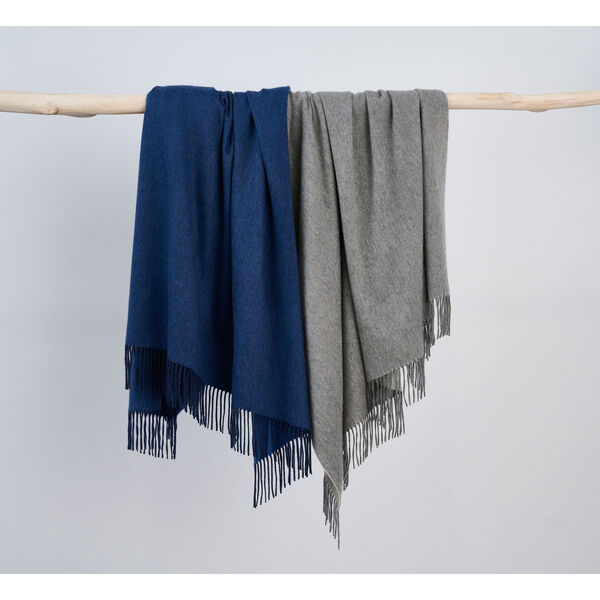 Reversible Solid Woven Cashmere Throw Blanket Gray, image 2