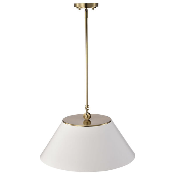 Dover White and Vintage Brass Three-Light Pendant, image 1