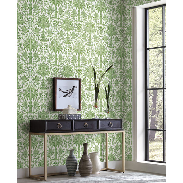 Damask Resource Library Green 27 In. x 27 Ft. Palmetto Palm Wallpaper, image 1