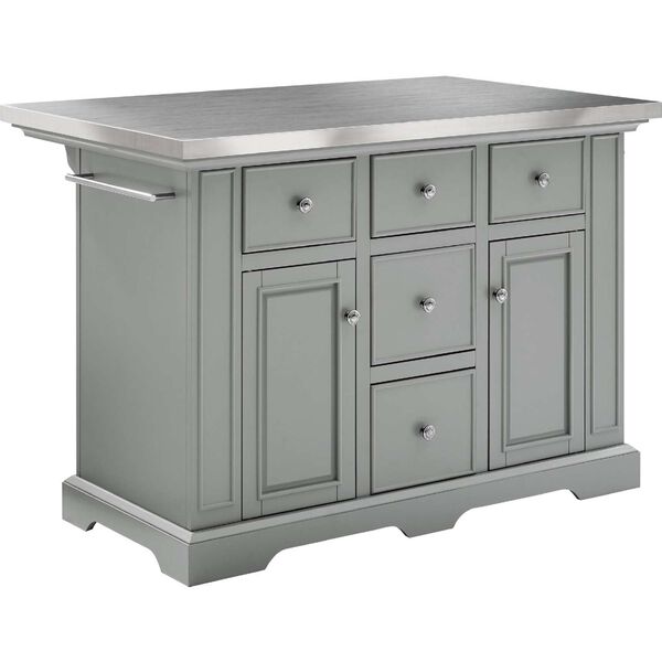 Julia Gray Stainless Steel Stainless Steel Top Kitchen Island, image 2