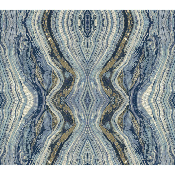 Kaleidoscope Stonework Blue Peel and Stick Wallpaper, image 2