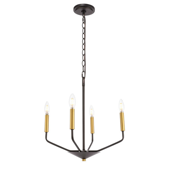 Enzo Black and Brass Four-Light Pendant, image 1