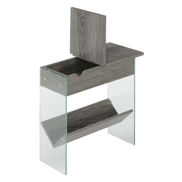 SoHo Weathered Gray Electric Flip Top End Table, image 4