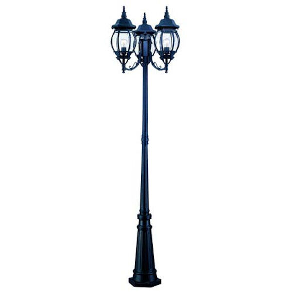 Chateau Matte Black Three-Light 85-Inch Outdoor Post Mount and Post, image 1
