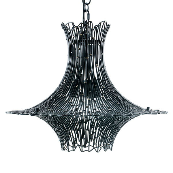 Rikki Carbon And Aged Gold Three-Light Chandelier, image 2