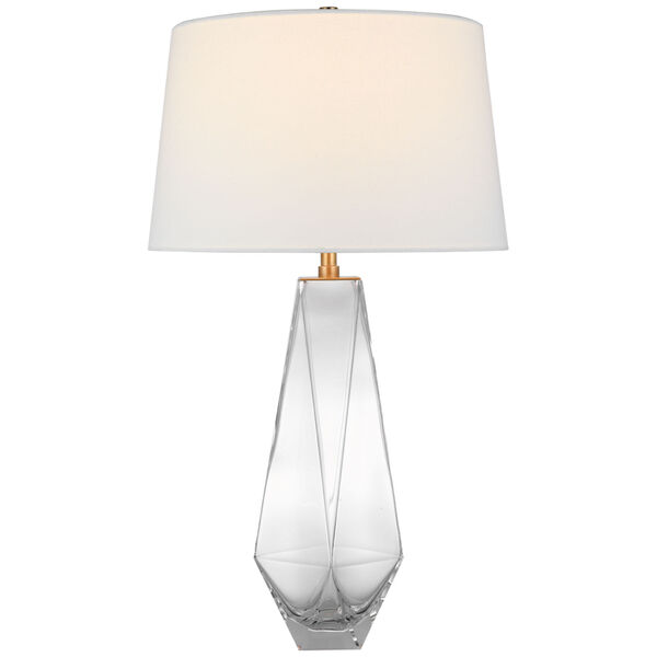 Gemma Medium Table Lamp in Clear Glass with Linen Shade by Chapman  and  Myers, image 1