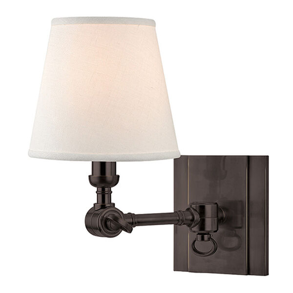 Hillsdale Old Bronze One-Light 10-Inch High Swivel Wall Sconce with White Shade, image 1