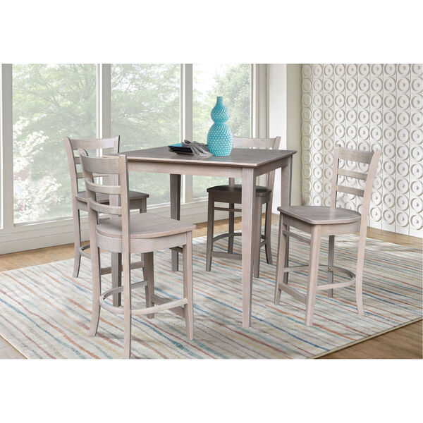 Washed Gray Taupe 36-Inch Counter Height Table with Four Counter Stool, Five-Piece, image 1