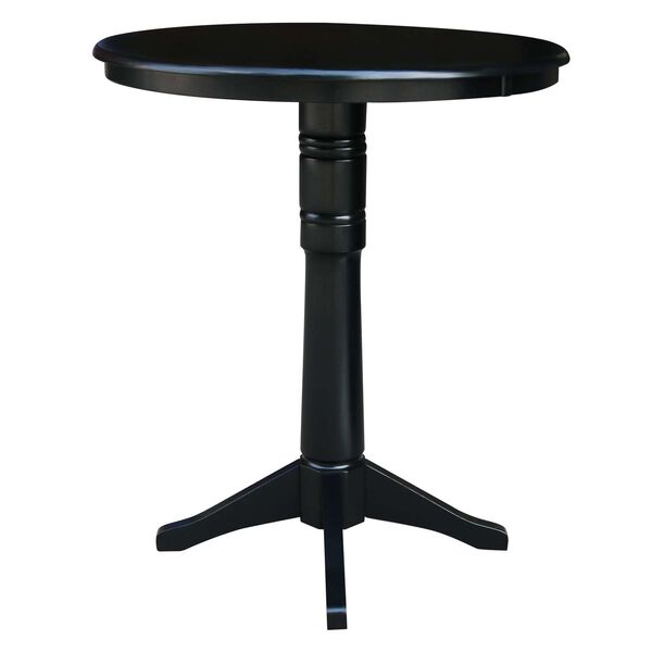 Black Round Top Pedestal Bar Height Table, image 2