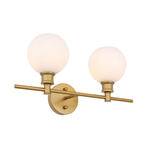 Collier Brass Two-Light Bath Vanity with Frosted White Glass, image 6