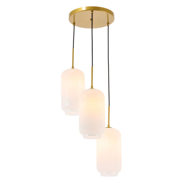 Collier Brass 16-Inch Three-Light Pendant with Frosted White Glass, image 6