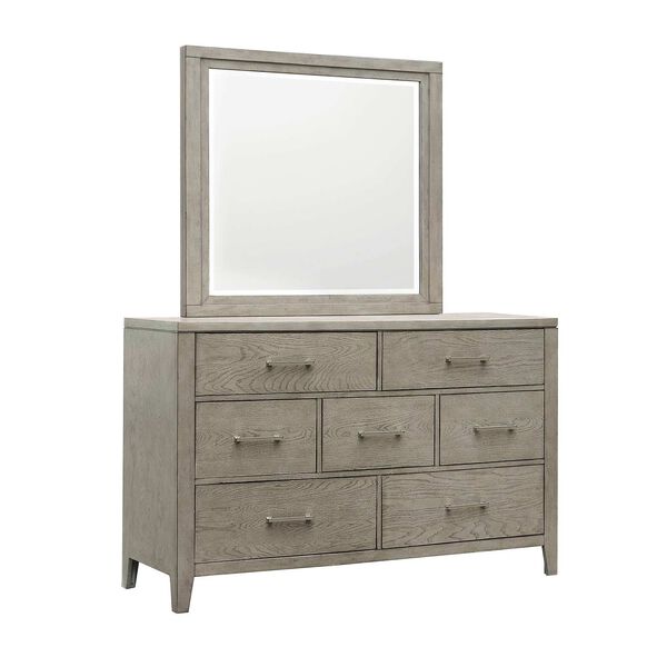 Essex Gray Wood Beveled Dresser Mirror, image 5
