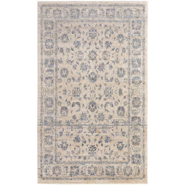 Camellia Casual Floral Botanical Ivory Blue Rectangular 4 Ft. 3 In. x 6 Ft. 3 In. Area Rug, image 1