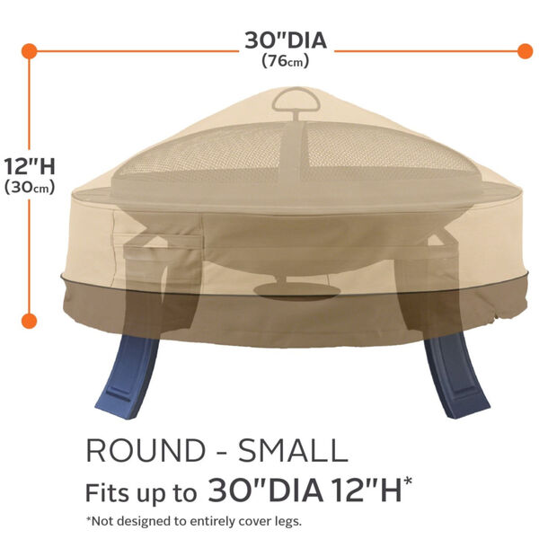 Ash Beige and Brown 30-Inch Full Coverage Round Fire Pit Cover, image 4
