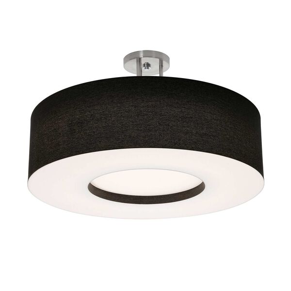 Montclair Satin Nickel 24-Inch Integrated LED Semi-Flush Mount with Black Shade, image 1