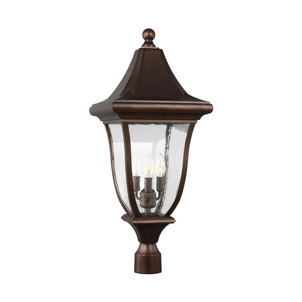 Oakmont Patina Bronze Three-Light Outdoor Post Lantern, image 1