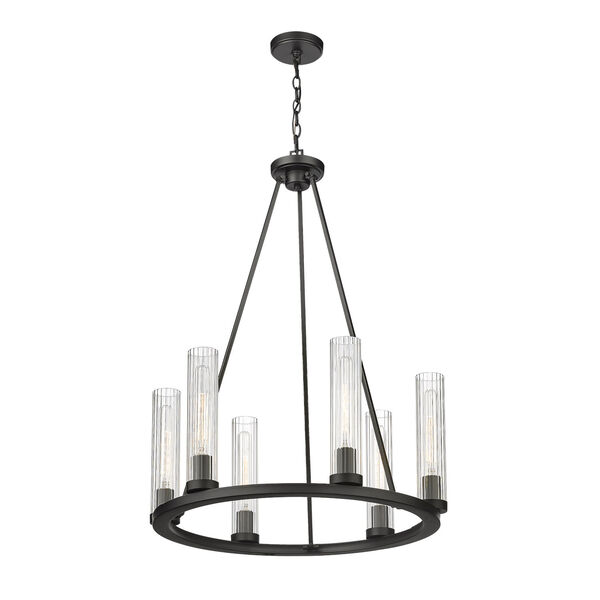 Beau Bronze Six-Light Chandelier with Clear Glass Shade, image 5
