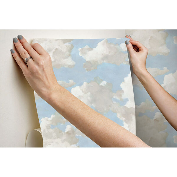 Clouds and Canvas Blue Children and Nursery Peel and Stick Wallpaper, image 3