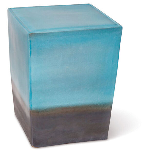 Ceramic Two Glaze Square Cube inTurquoise Blue Metallic, Set of Two, image 1