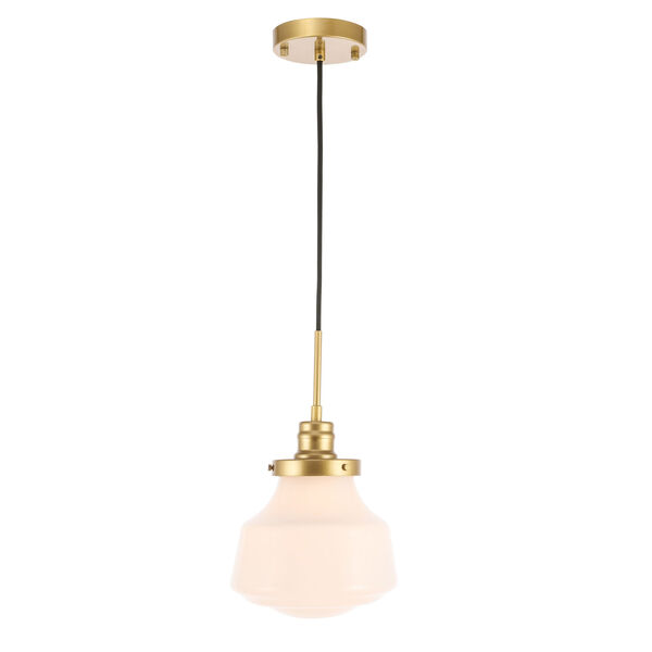 Lyle Brass Eight-Inch One-Light Mini Pendant with Frosted White Glass, image 4